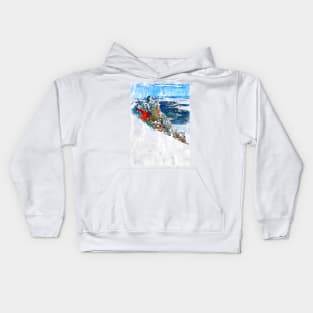 Snowboarder Glides Down. For snowboarding Lovers Kids Hoodie